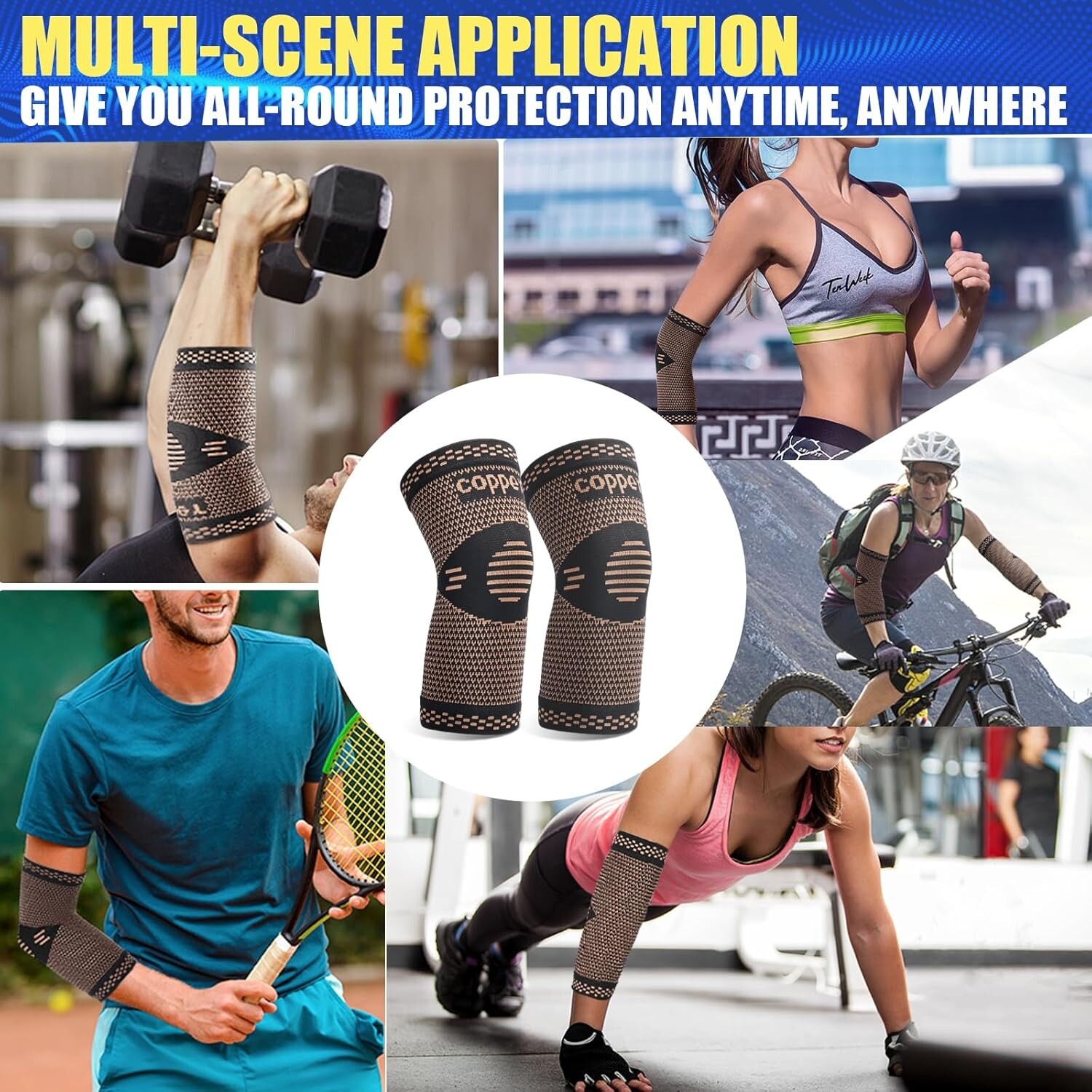 Copper Tennis Elbow Brace Support Compression Sleeve Arthritis Arm Joint Pain US