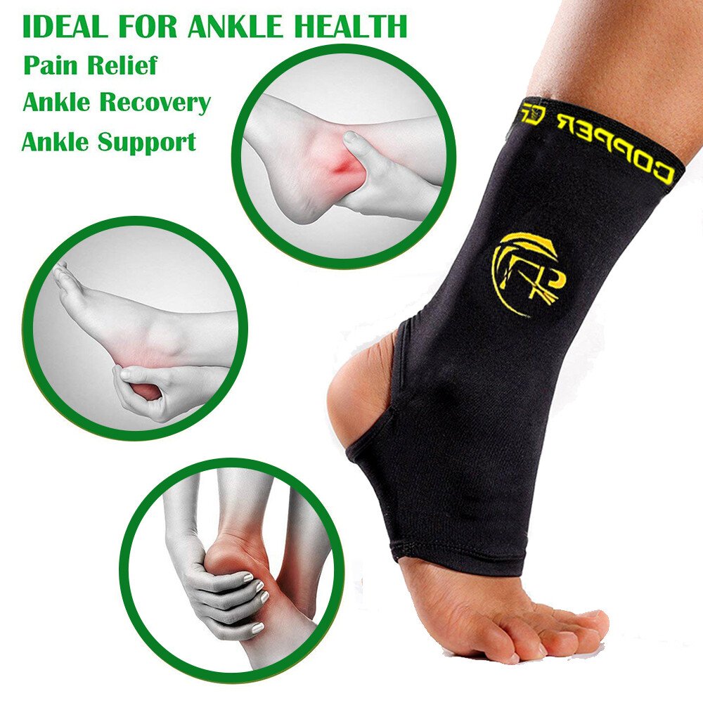 Ankle Support Brace Copper Compression Sleeve Joint Planter Fasciitis Gym Sports