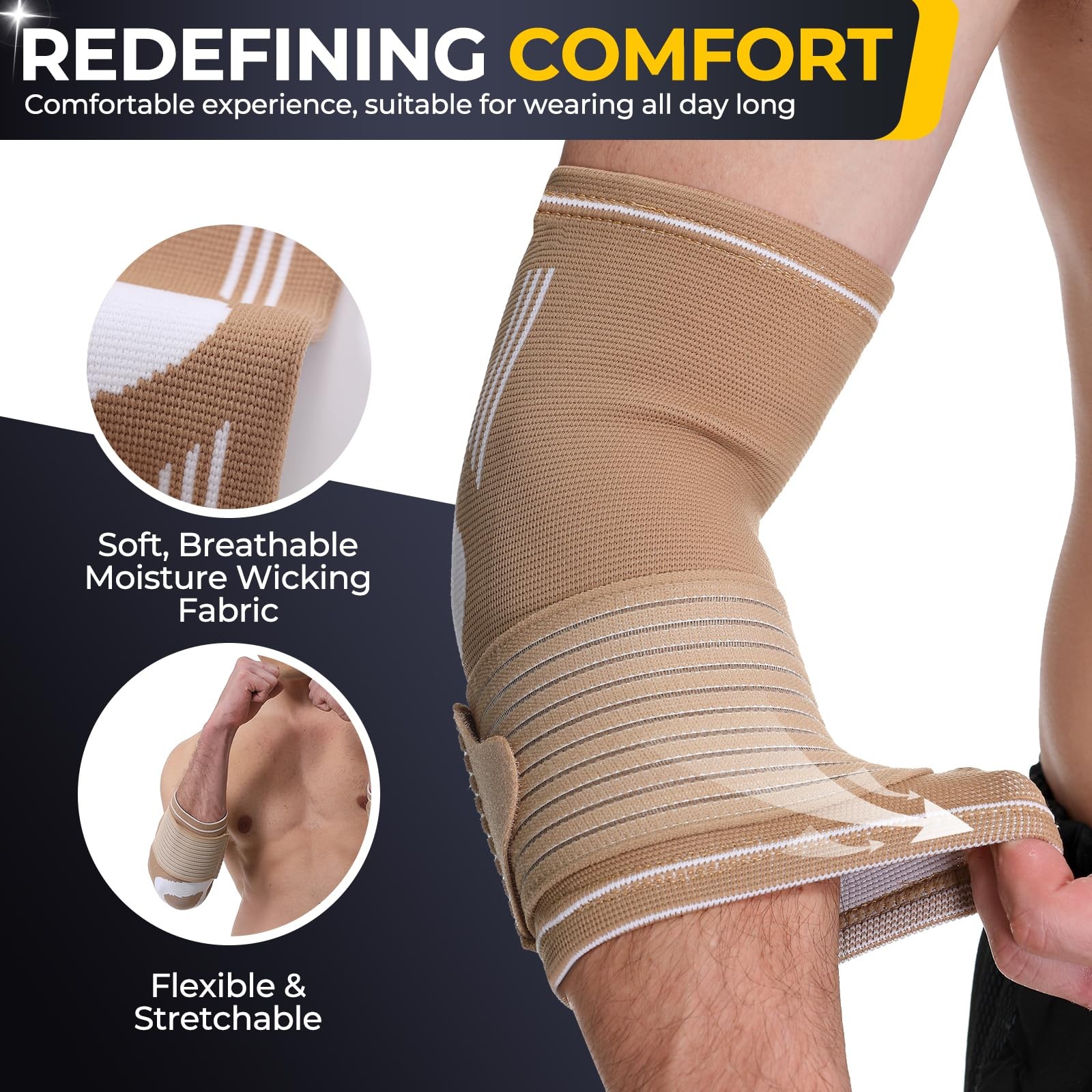 NeoTech Care Elbow Support Brace (Beige, Size S, 1 Pair) Small (1 Pair), Beige