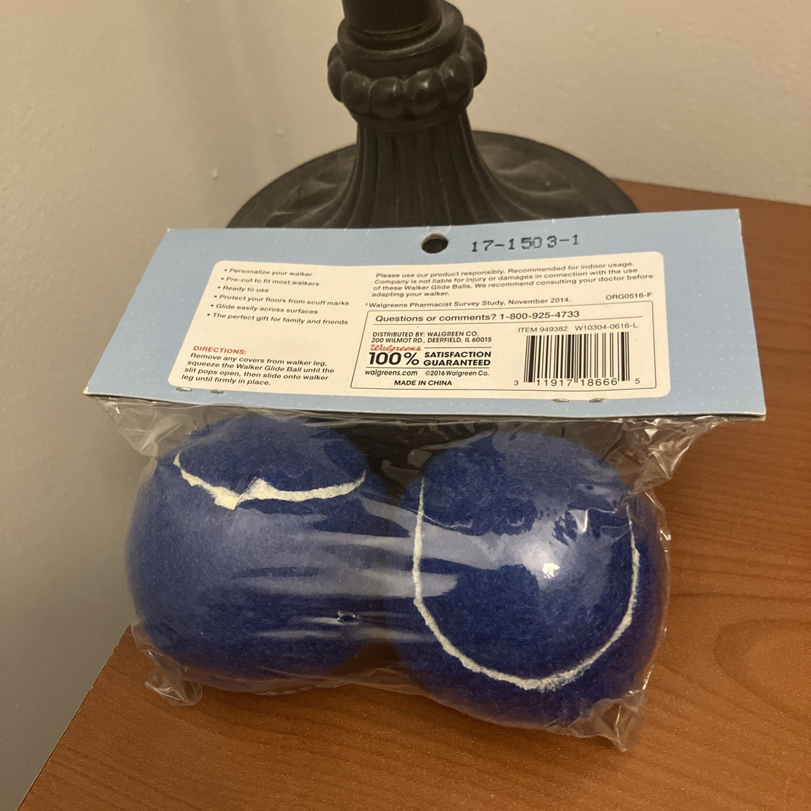 Walgreens Brand Walker Glide Balls-Set of 2 Balls-Precut Opening Royal Blue