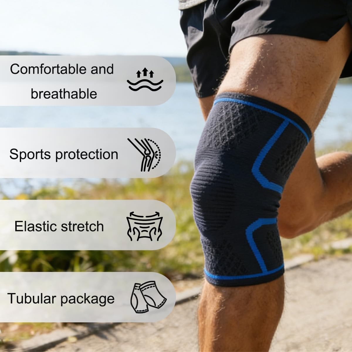 2-Pack Compression Knee Sleeves for Men & Women – Support for Running, Weightlif