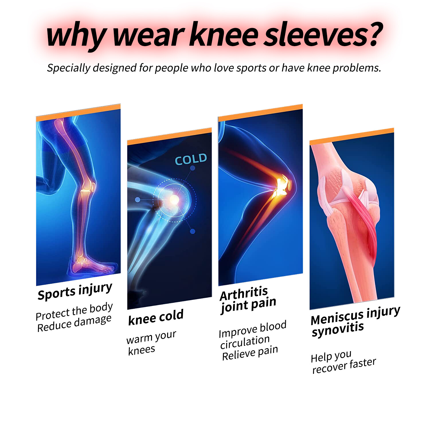 Knee Sleeve-Knee Braces for Joint Pain Relief Knee Support Womens Mens Sports in