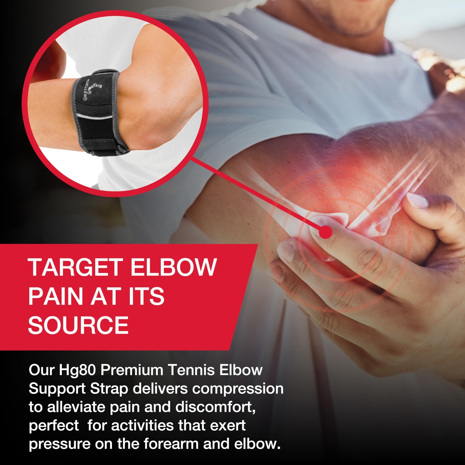 MUELLER Sports Medicine Hg80 Premium Tennis Elbow Large/X-Large, Black