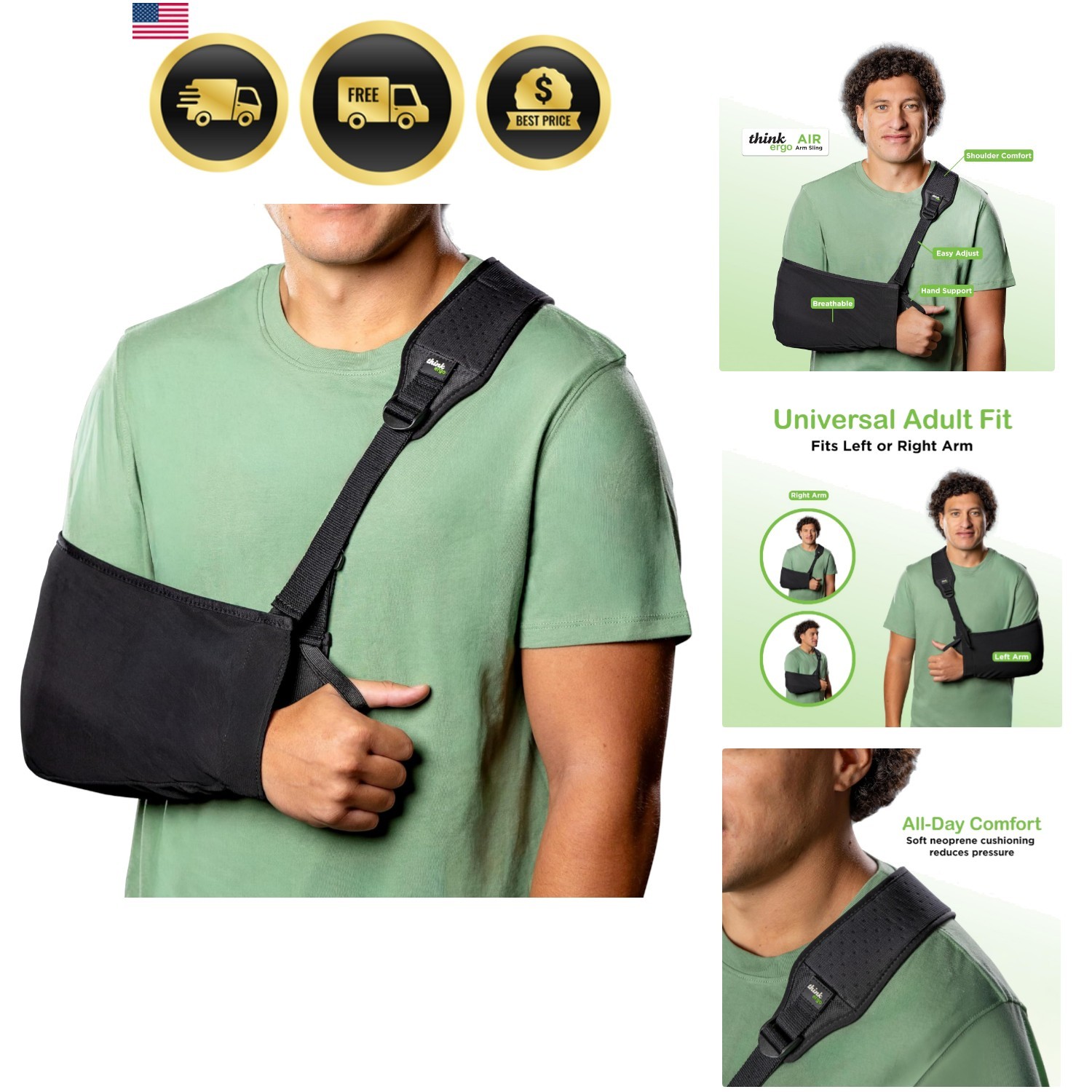 Arm Sling for Shoulder Injury & Rotator Cuff Support – Breathable, Adjustable…
