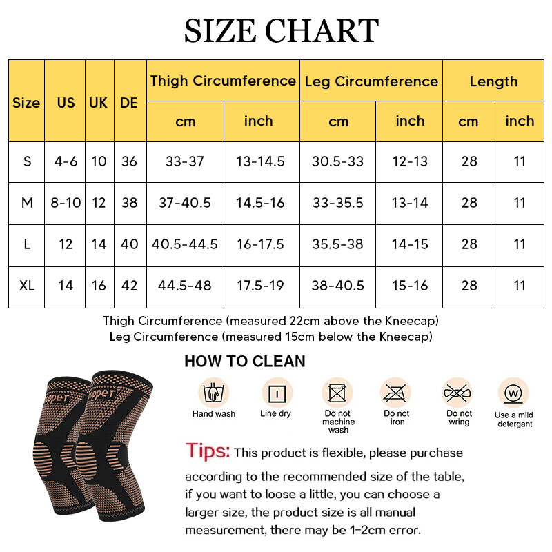 Copper Infused Knee Support Sleeve Compression Sport Brace Arthritis Pain Relief