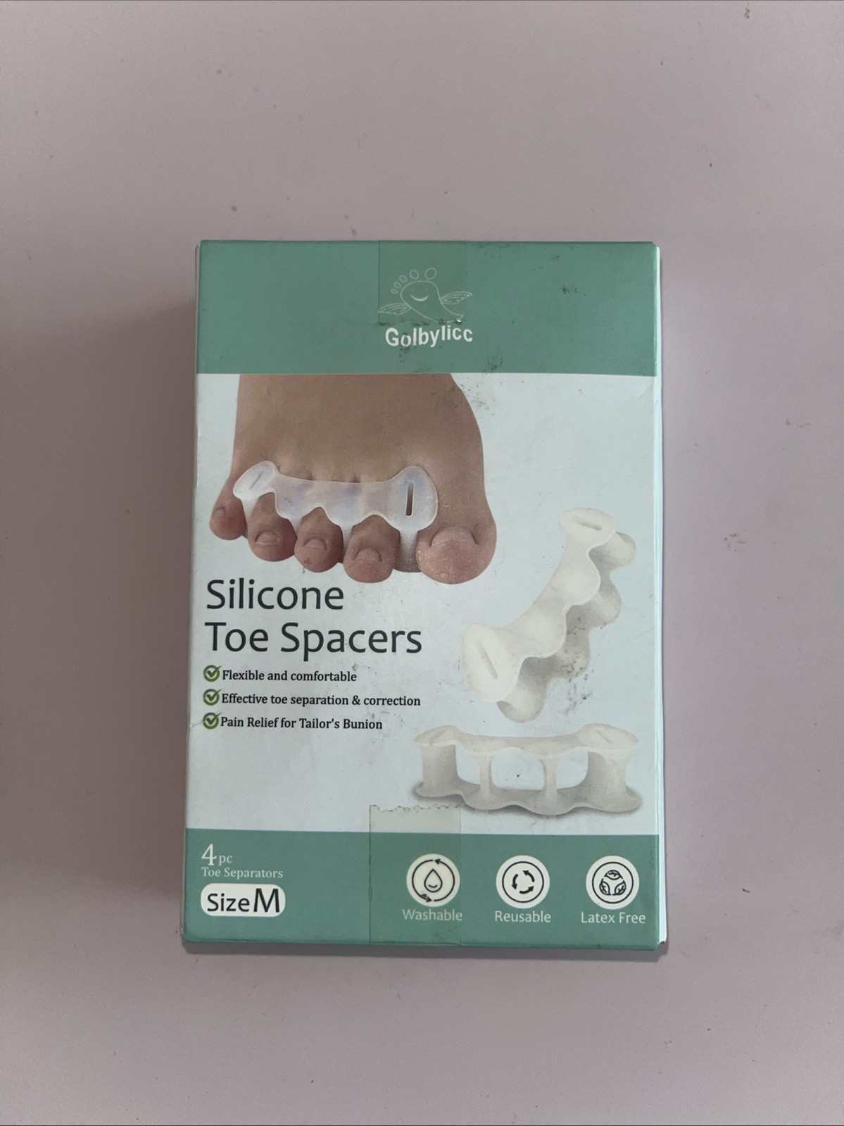 Golbylite Silicone Toe Spacers, Flexible, Washable, Reusable, Latex-Free