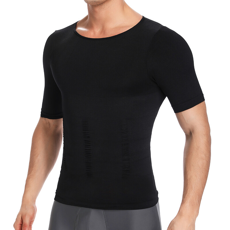 Men’s Shirt Core Compression Support Fit Short Sleeve Crew Neck Body Shaper Tops