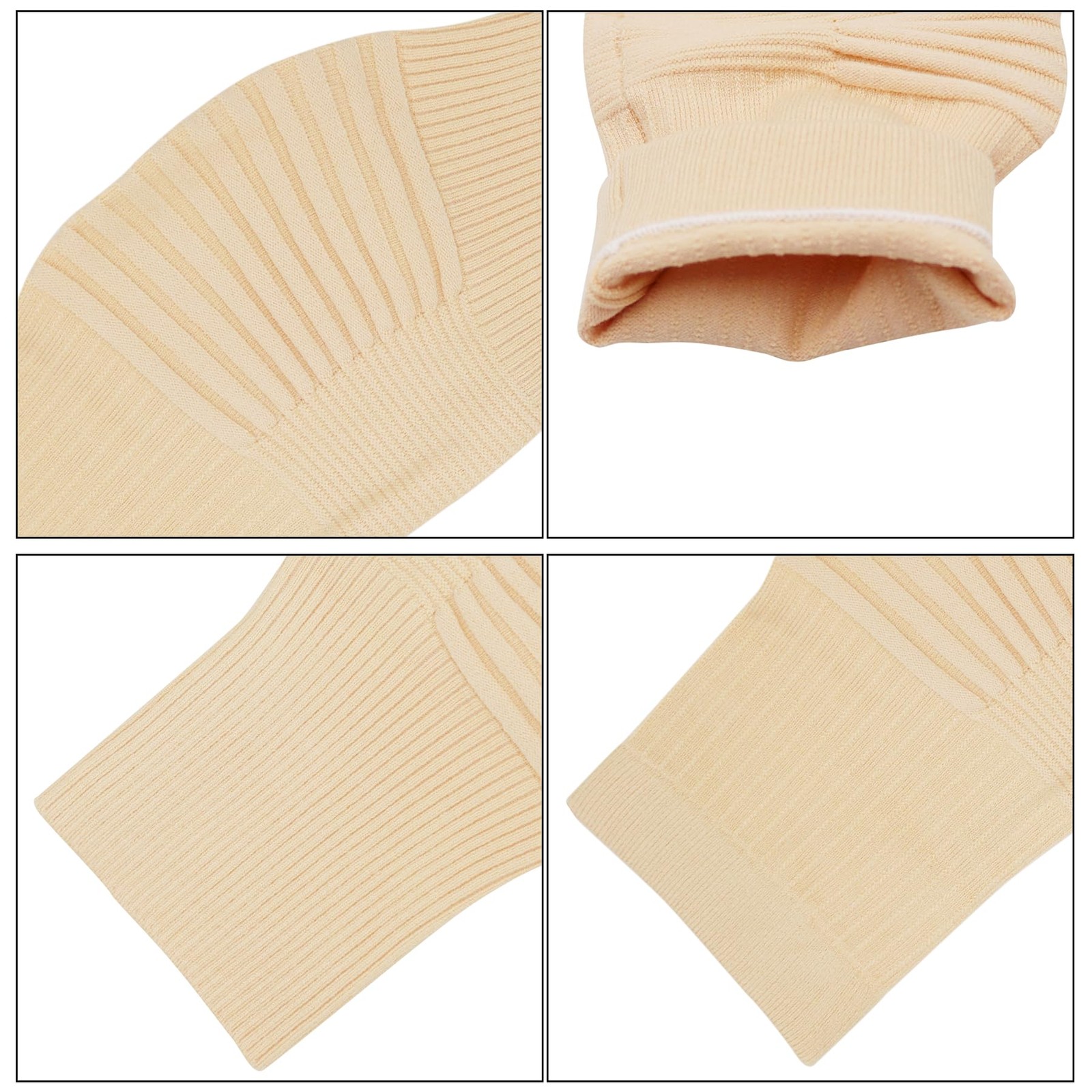 Caviotess 1 Pair Cotton Knee Compression Large, Ribbed Nude (length 11.8”)