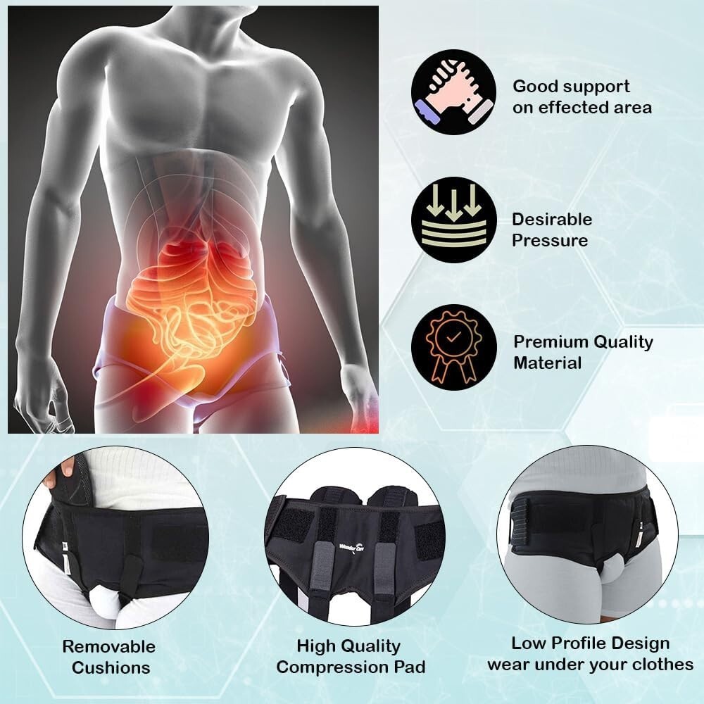 Men Inguinal Hernia Support Belt Double Groin Hernia Pain Relief Truss Brace