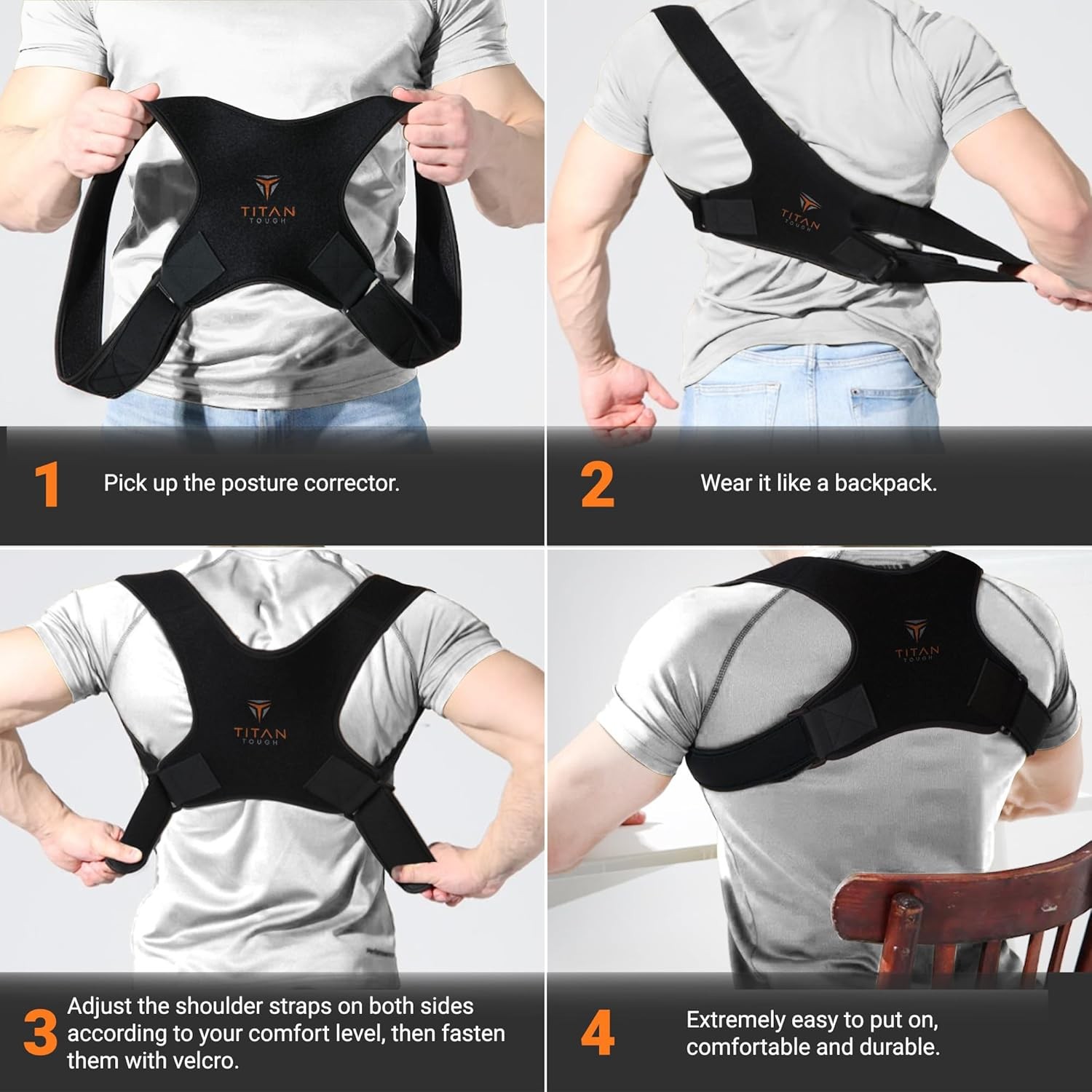 Premium Upper Back Brace for Men & Women, One Size