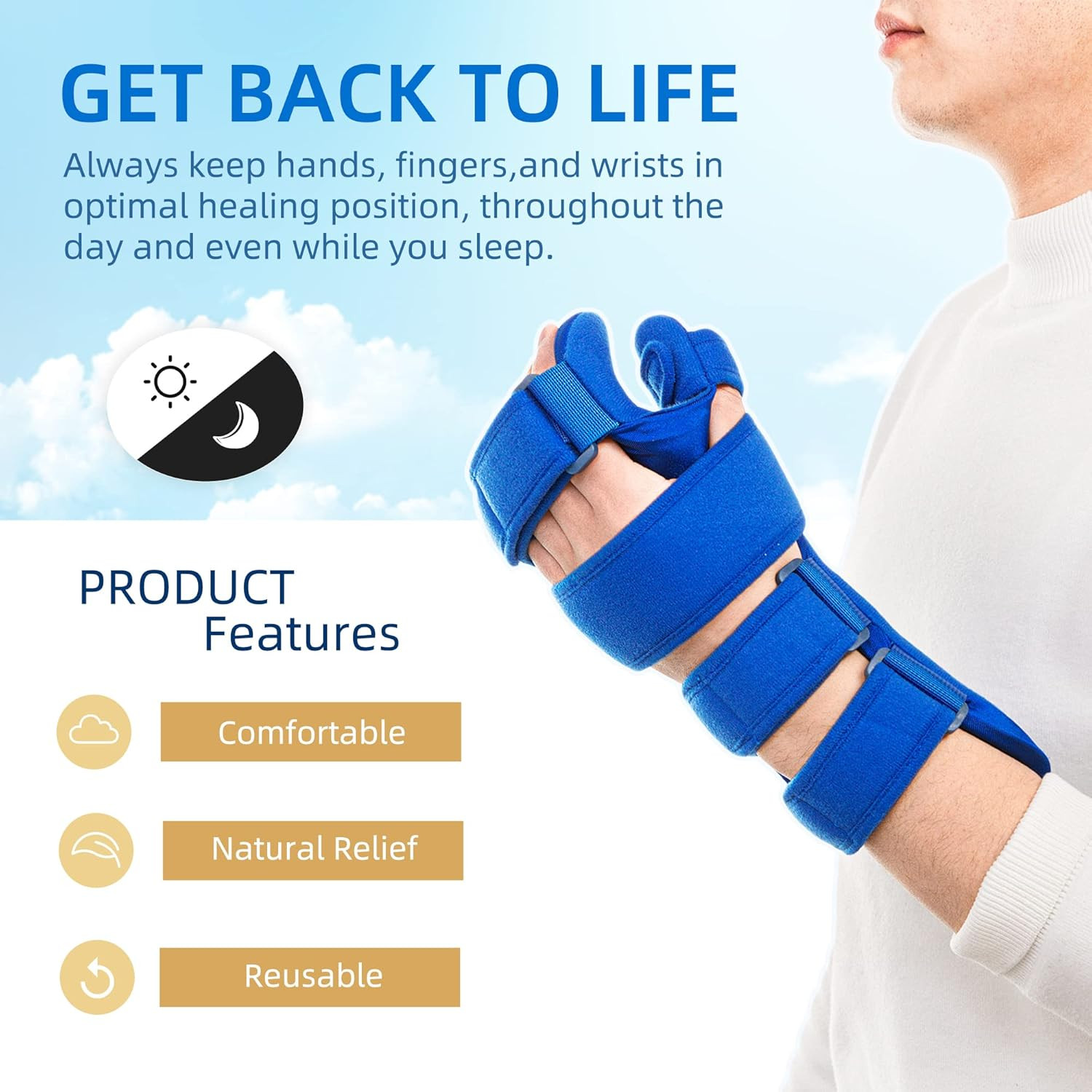 Resting Hand Splint, Stroke Hand Therapy Equipment for Stroke Recovery Patients,