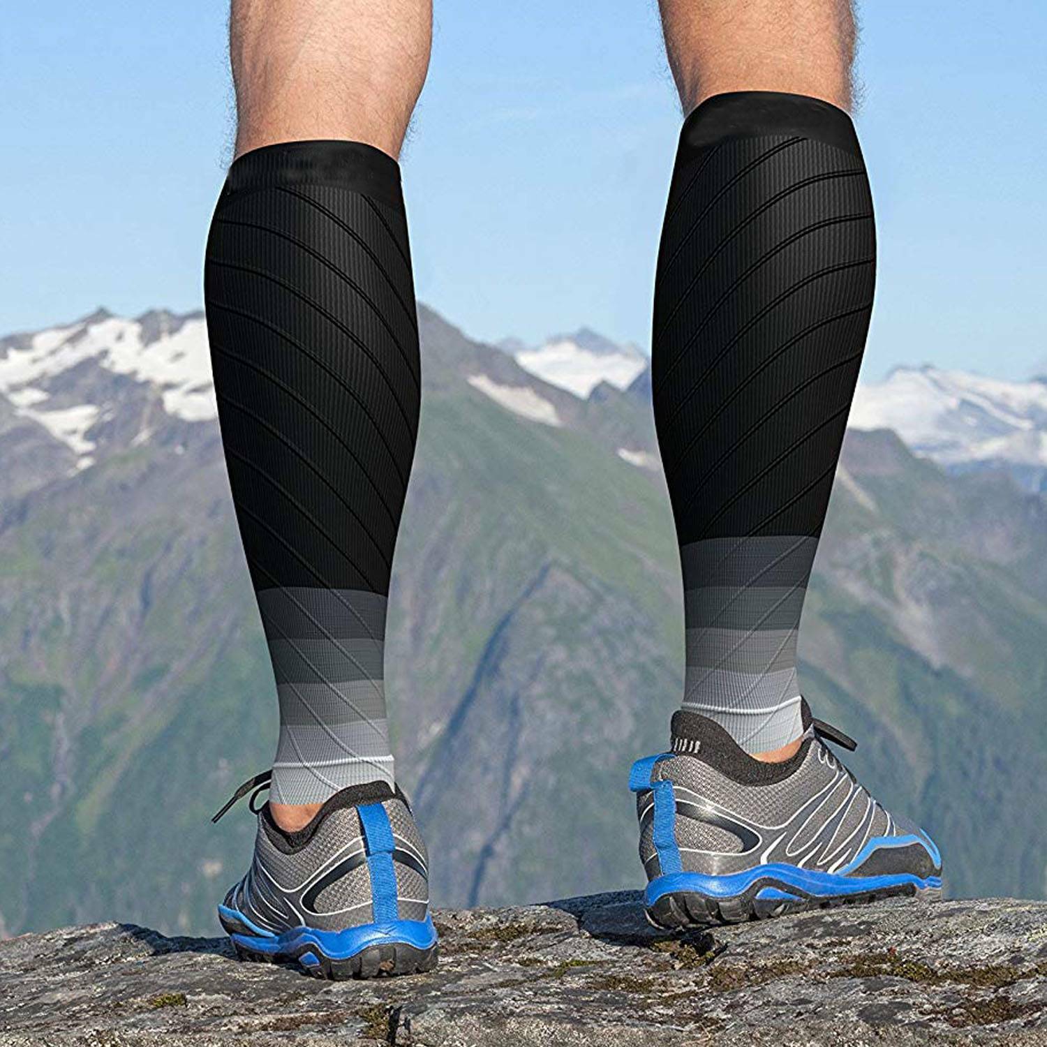 Pair Compression Socks Calf Sleeve Leg Support Brace 15-25mmHg Men Women Sports