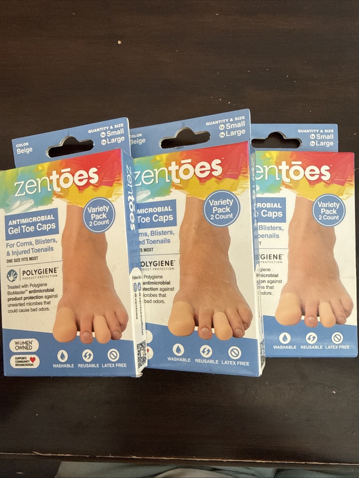 THREE SETS ZenToes Gel Toe Caps Variety Pack 2 Protectors