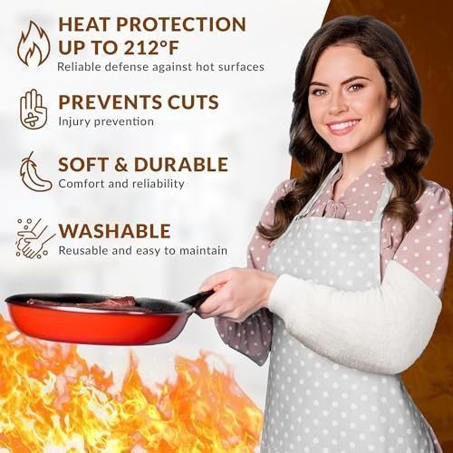 Terry Cloth Arm Sleeves Natural Heat-Resistant 6 Pack 17 in