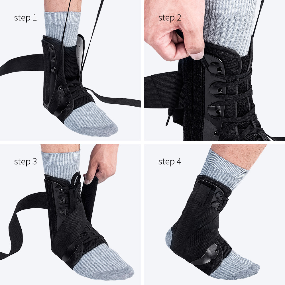 Kuangmi Ankle support Lace Up With Side Stabilizers Brace Protection Size M