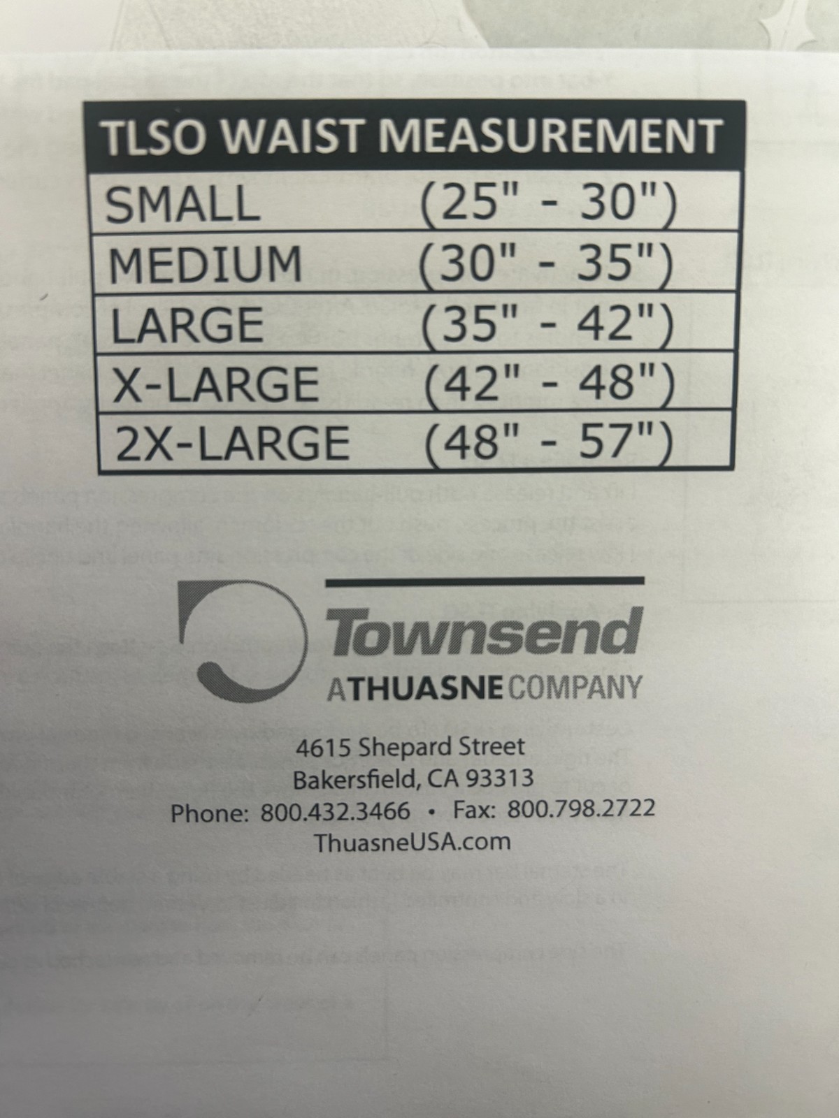 Townsend THUASNE BOA Duel TLSO – Size 2X – 510507 – Brand New in Box