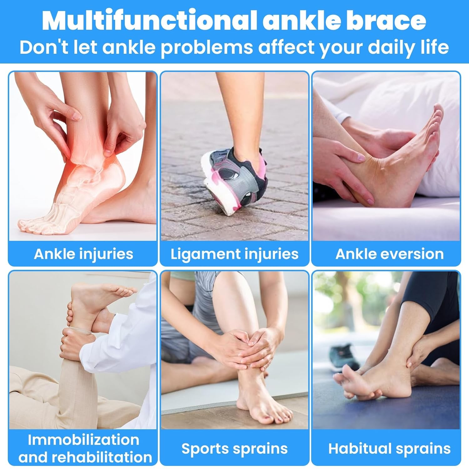 2×Adjustable Ankle Support Compression Strap Achilles Tendon Brace Sprain Sports