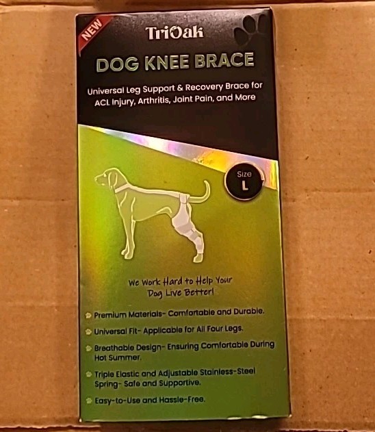 TriOak Dog Knee Brace Size L Leg Support Arthritis Comfortable ACL Recovery