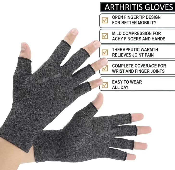 Anti Arthritis Compression Gloves M Fingerless Support Rheumatoid Hand Relief