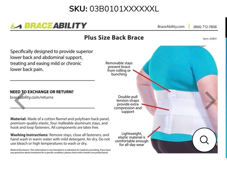 Plus Size 6XL Bariatric Back Brace Ability XXXXXXL Tall Lumbar Support Girdle