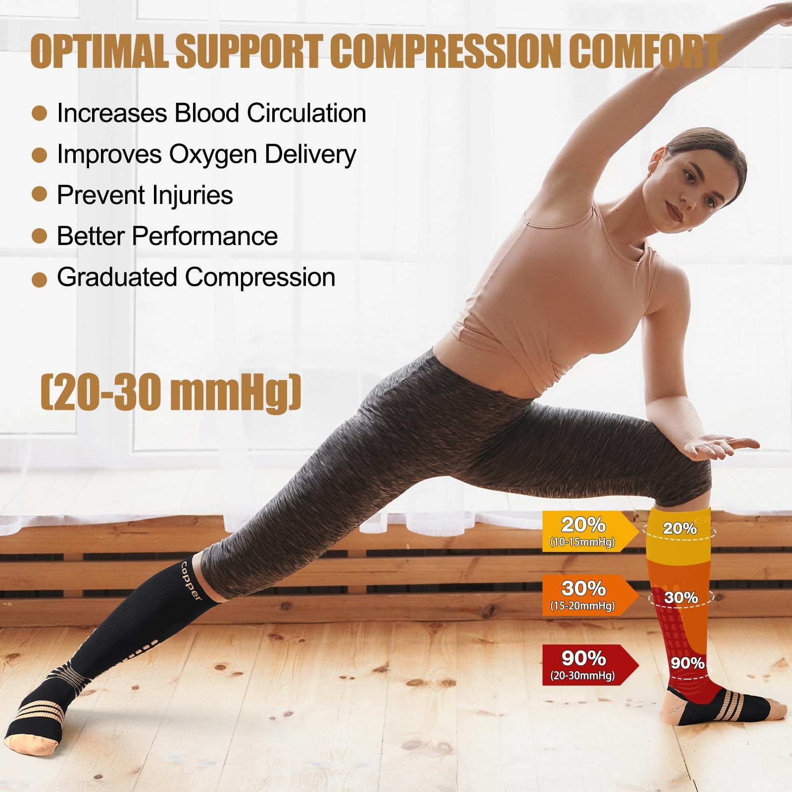 Copper Compression Socks, Medical Graduated Socks with Patented Design for Pa…