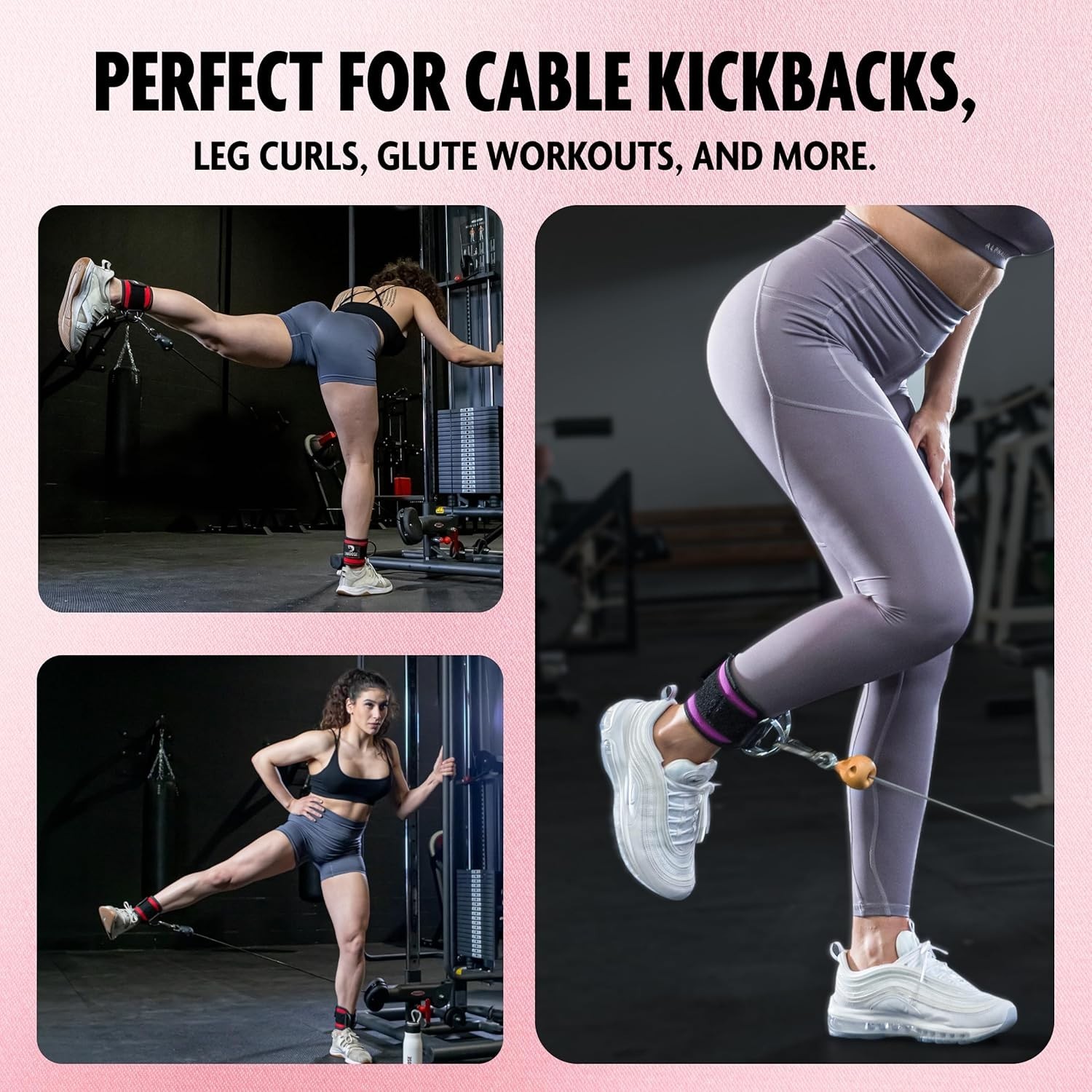All-in-One Ankle Straps – 8MM Padding for Leg Extensions & Glute Training, Pair