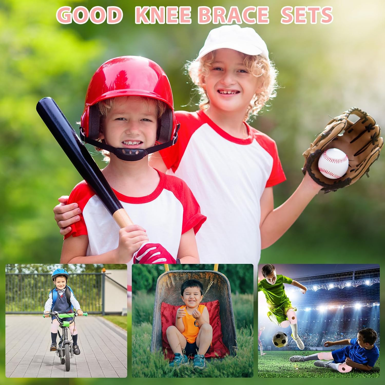 2pc Kids Knee Compression Sleeve Youth Joint Support Sports Guard Boys Girls Med