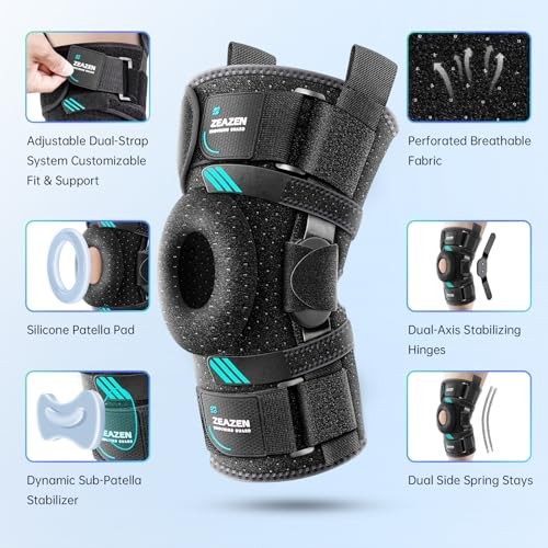 Hinged Knee Brace with Dual Metal Side Stabilizers & Patella Support – Medium