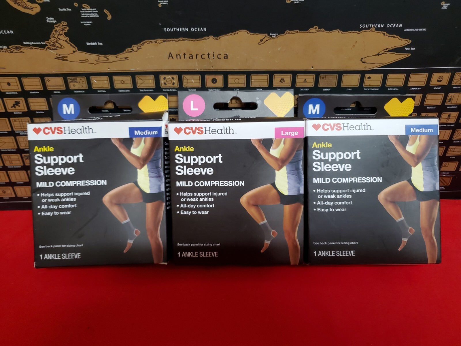 3 PK CVS Health Ankle Support Sleeve with Mild Compression Sz 2 M / L #27