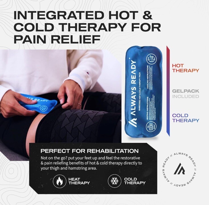 Always Ready Thigh Compression Support Sleeve (2 Per Pack) Hot & Cold Gel XXL