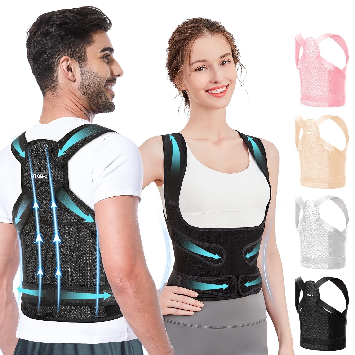 Fit Geno Back Brace Posture Corrector Black Size S (Waist 26–34″) Unisex