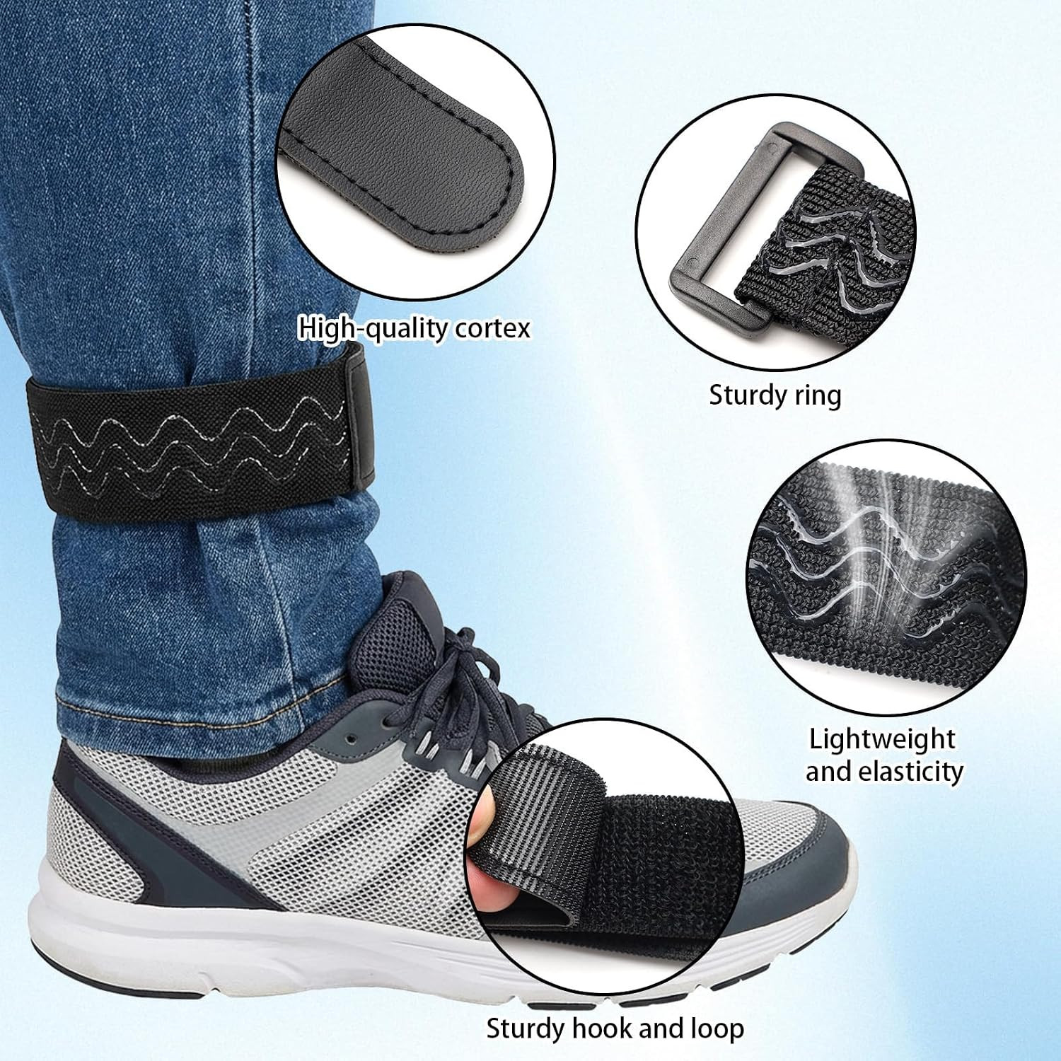 Elastic Ankle Straps – 2 PCS Elastic Pant Leg Straps with Anti-Slip Strips, Cowb
