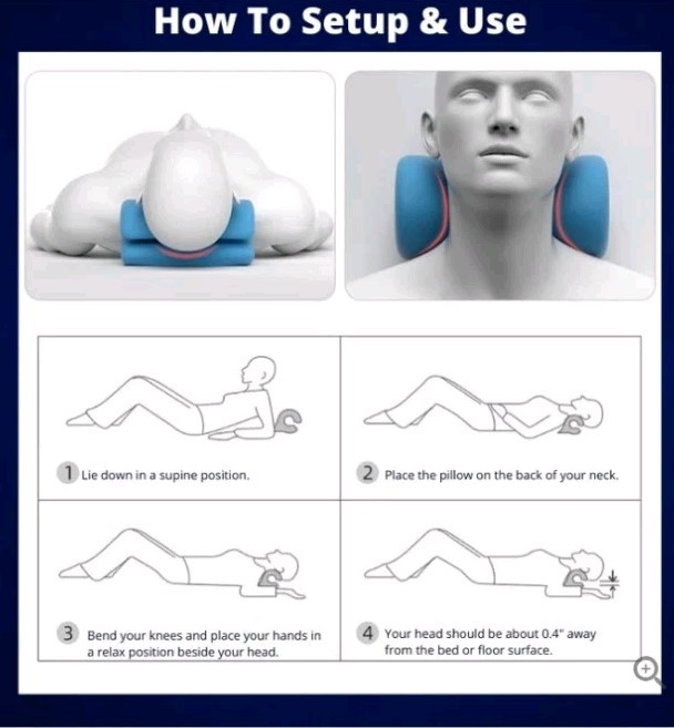 Neck Stretcher Cervical Chiropractic Pillow for Pain Relief Black