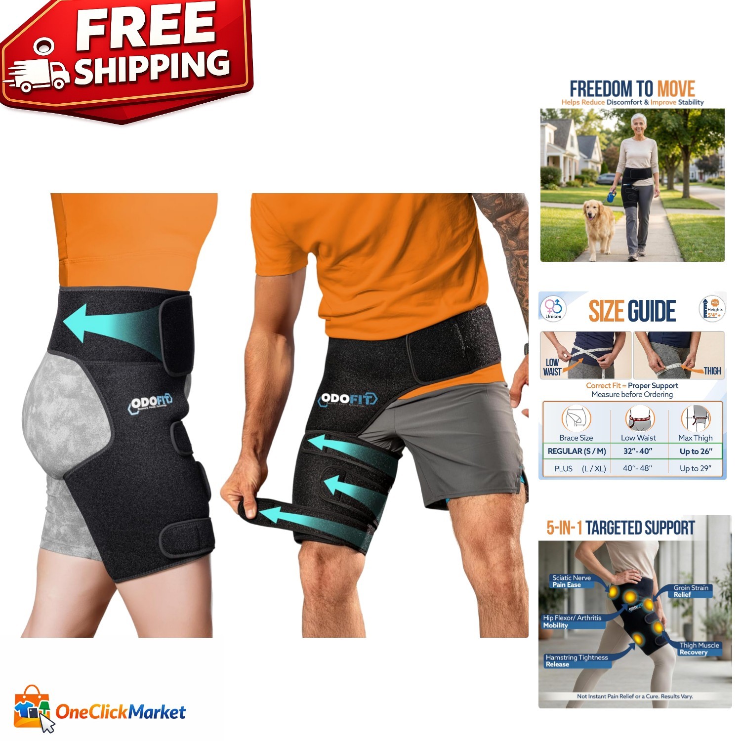 5 in 1 Hip Brace for Women Men Sciatica Pain Relief Devices – Adjustable Groi…