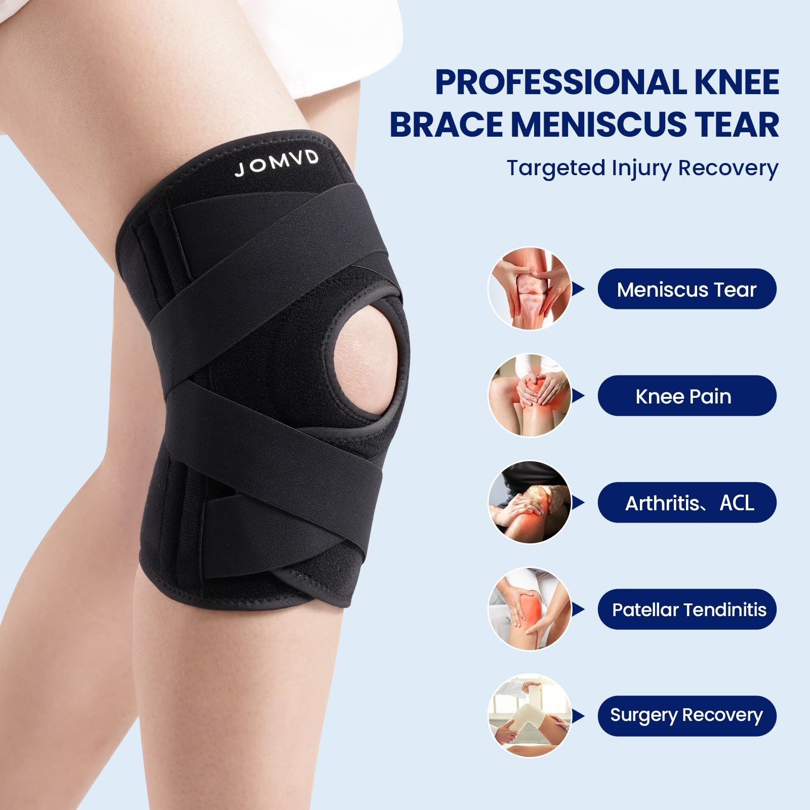 Adjustable Knee Brace for Pain Relief, Meniscus Tear Support, ACL & Arthritis, X