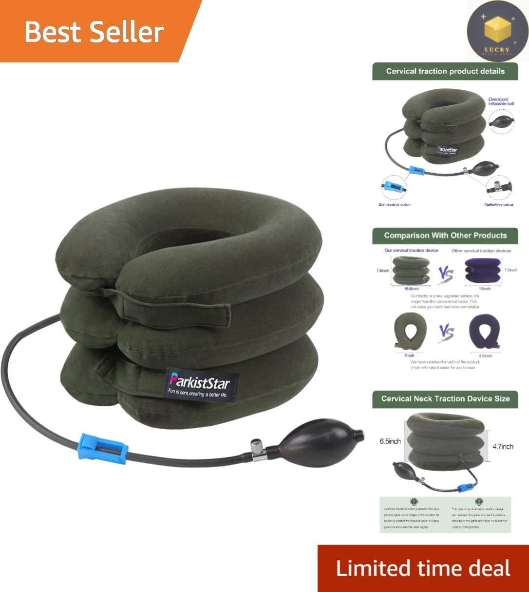 Lightweight Inflatable Cervical Device: Relief for Neck Discomfort & Stiffness