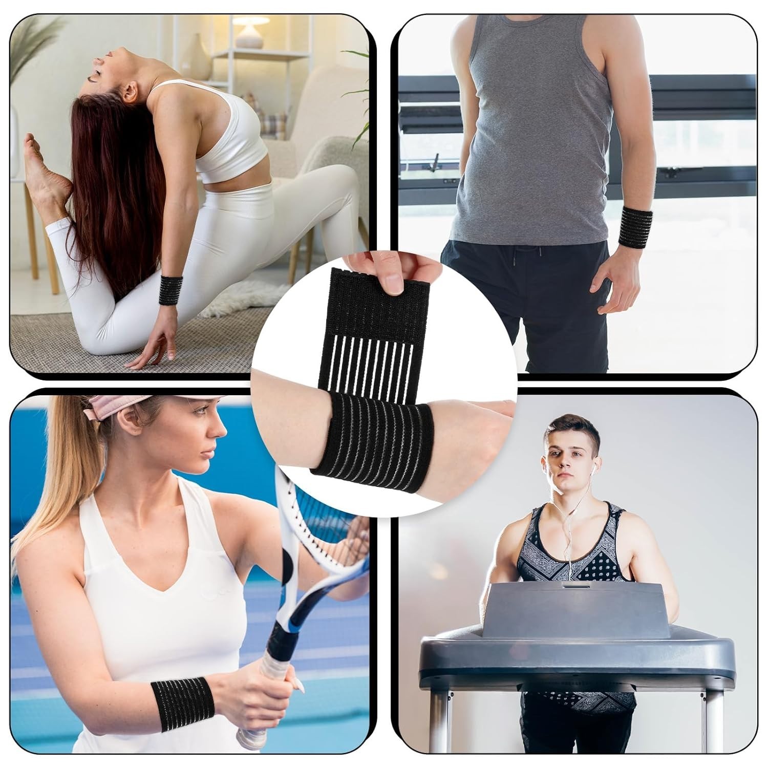 Durable 4 PCS Wrist Guards – Adjustable Support for Yoga, Tennis & Weightlifting