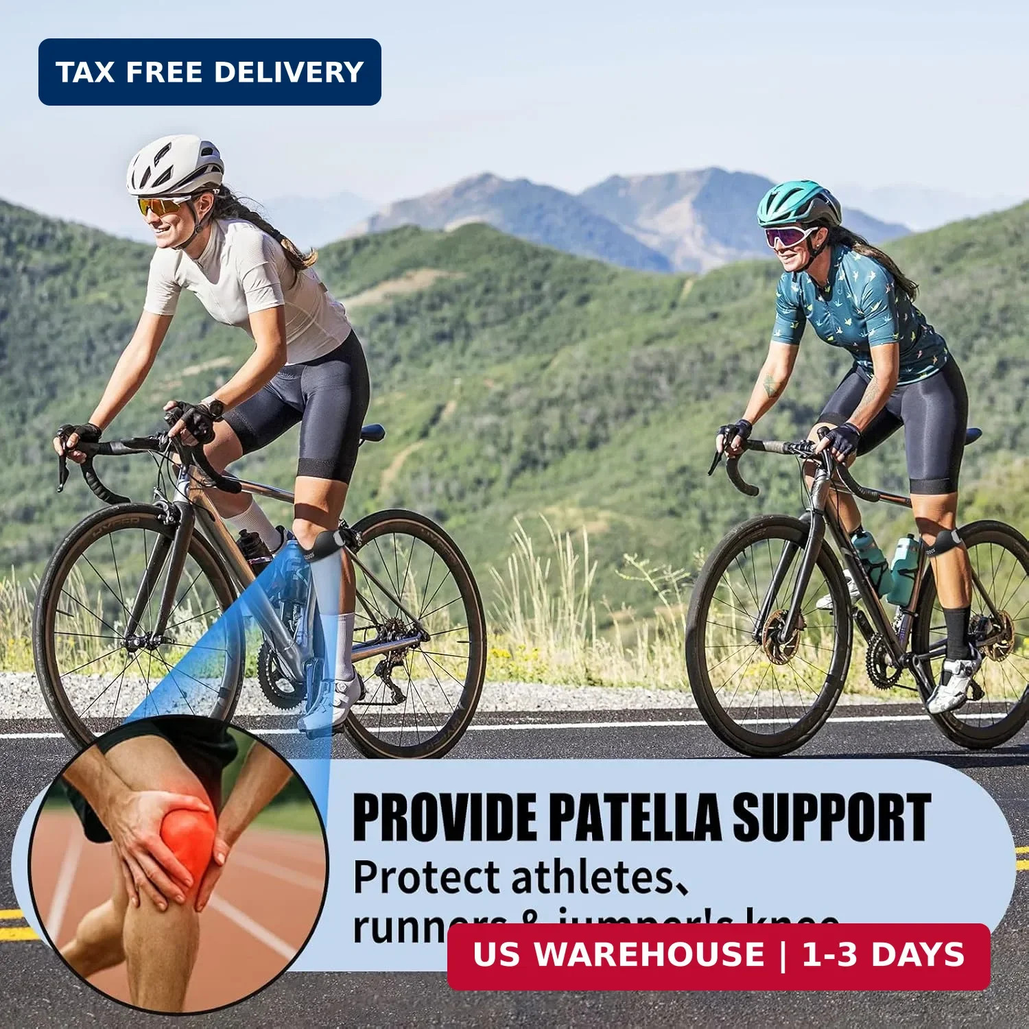 2 Pack Patellar Tendon Support Strap,Adjustable Non-Slip Active Knee Pain Relief