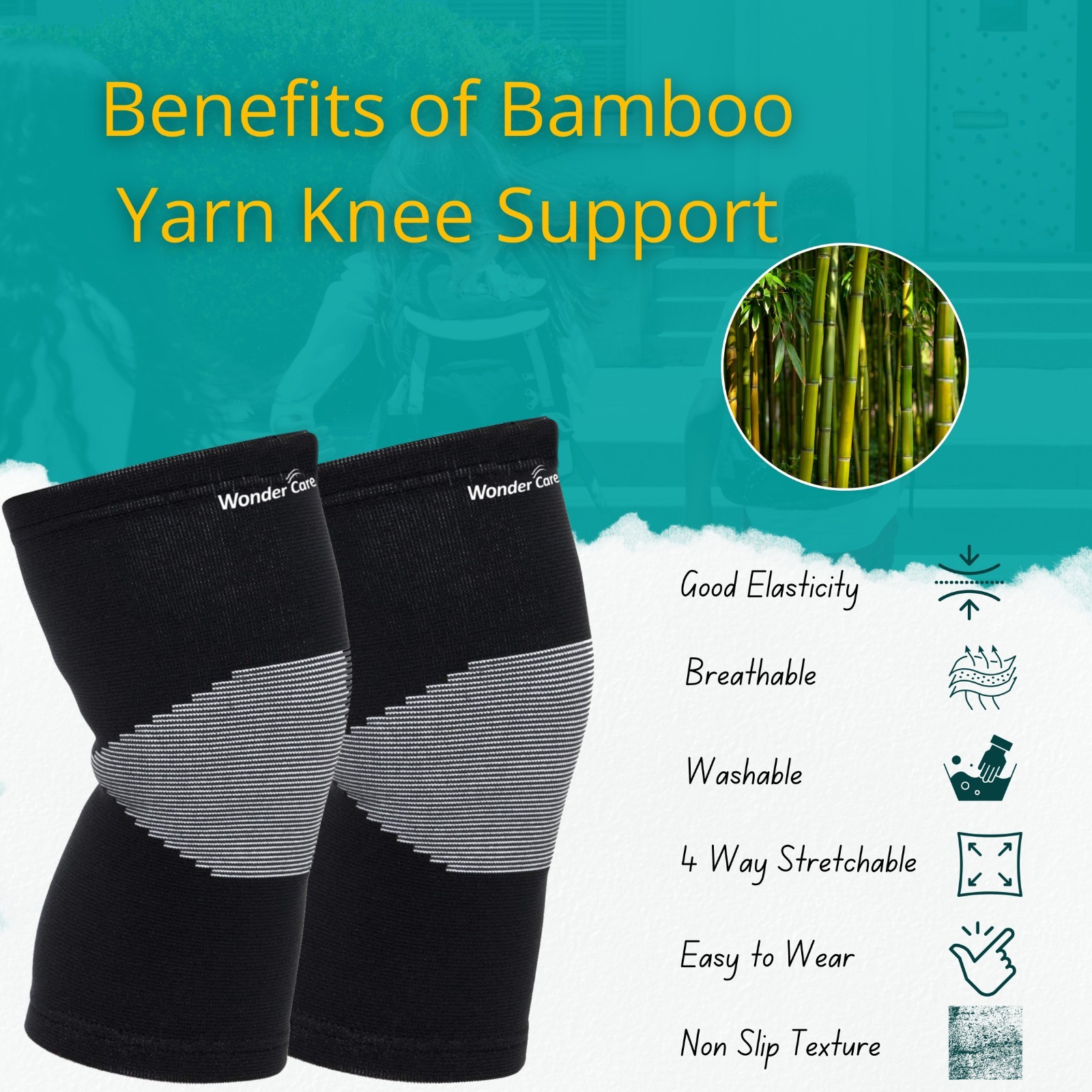 Wonder care Knee Compression Sleeve- Bamboo Charcoal Fiber Compression Sleeve