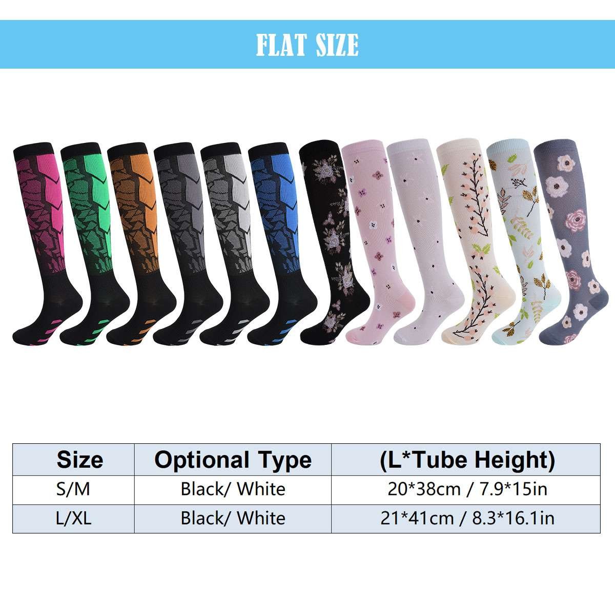 (6 Pairs) Compression Socks Knee High 15-20mmHg Graduated Support Men’s Women’s