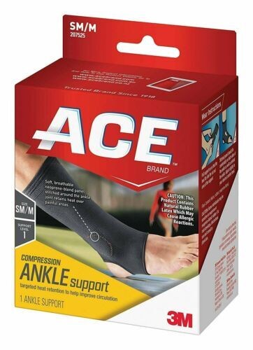 Ace Compression Ankle Support Breathable Neoprene Blend Small Medium Size 1ct