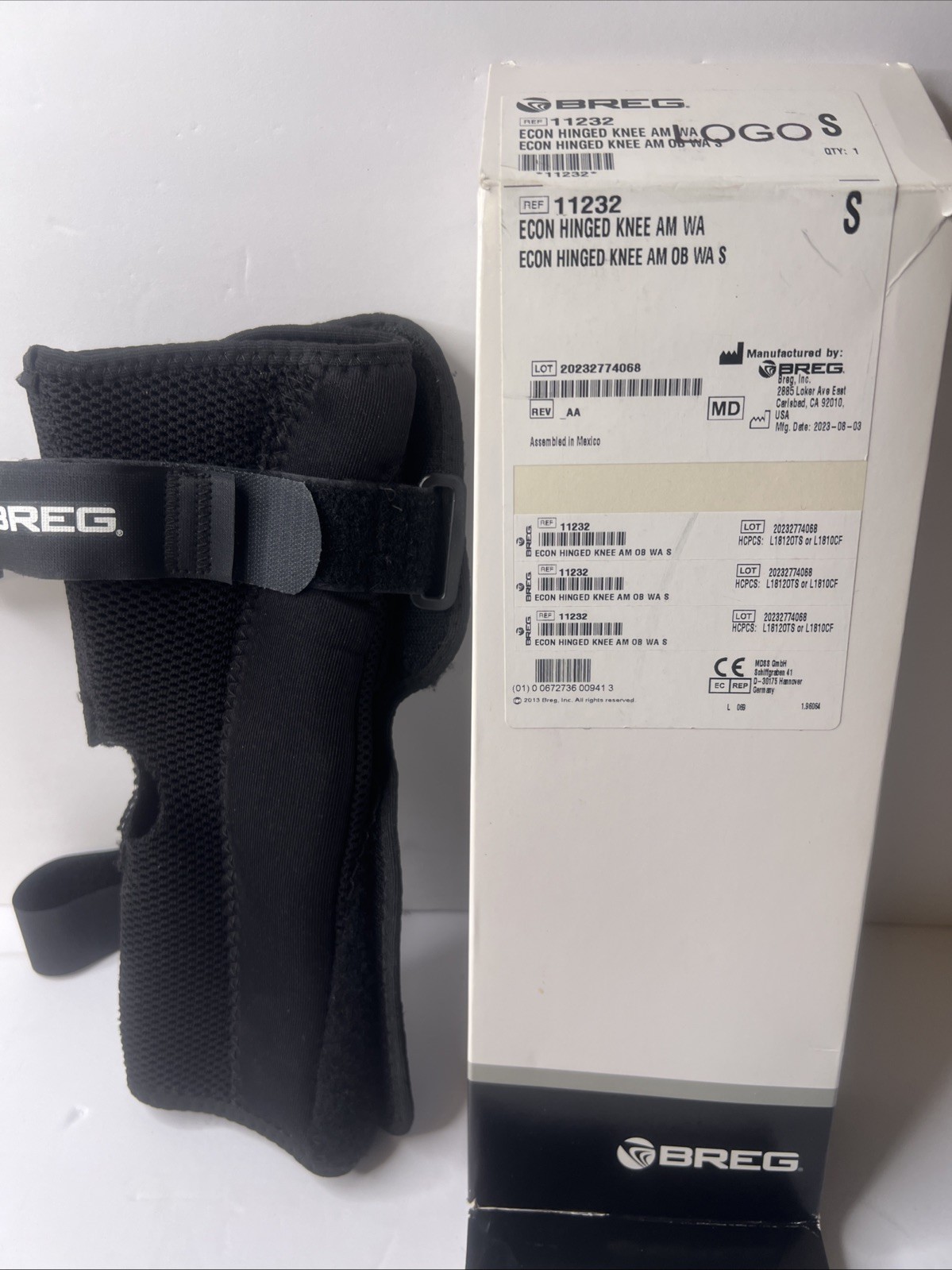 Breg 11232 Small Airmesh Economy Hinged Wrap Around Knee Brace w/ Open Back NEW
