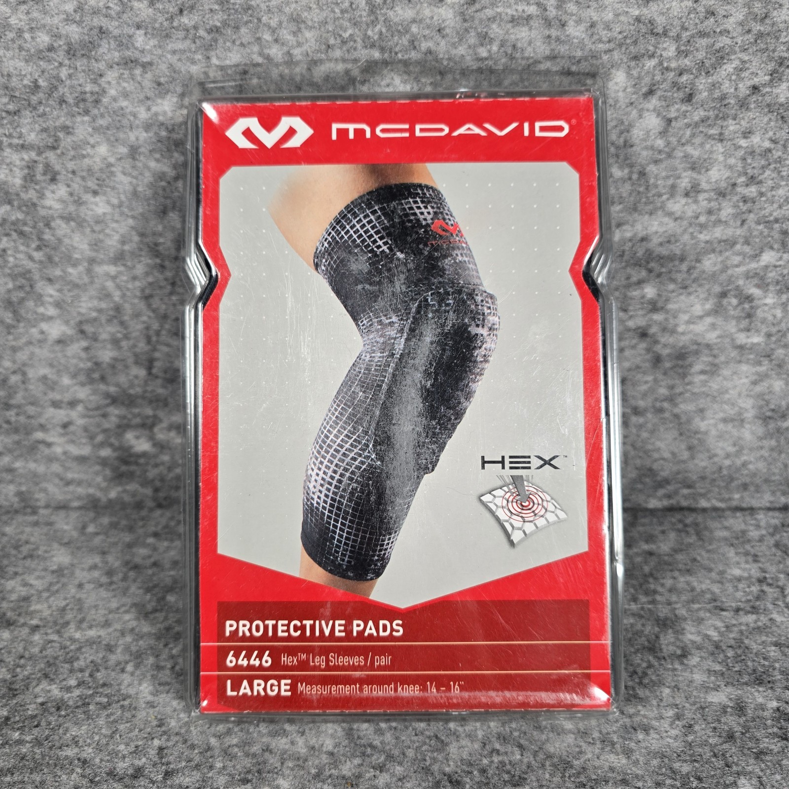 McDavid 6446 Adult HEX Protective Pads Leg Sleeves MGrid Black Gray 14-16″ NEW