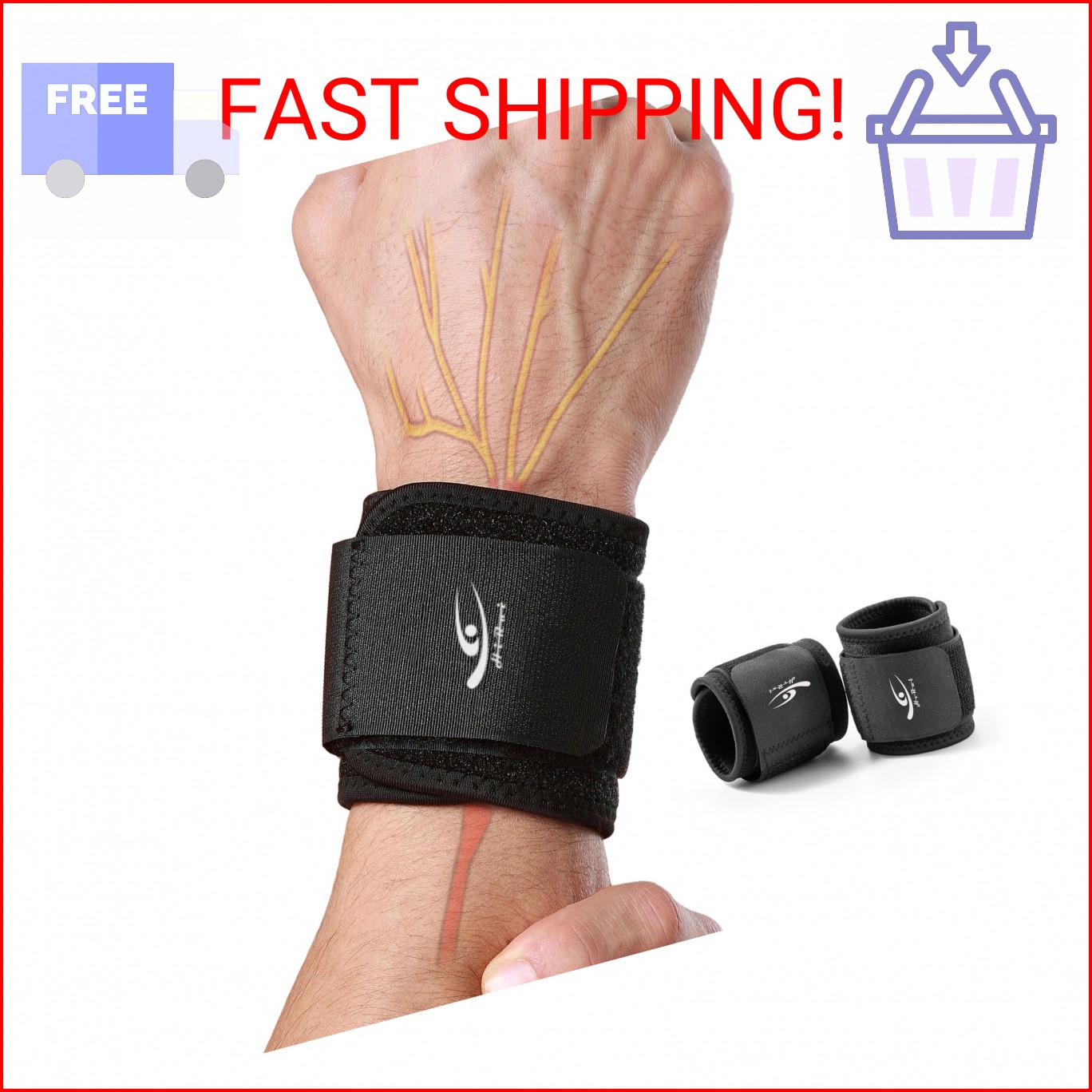 HiRui Wrist Compression Strap Wrist Brace Wrist Wraps for Fitness, Weight Liftin