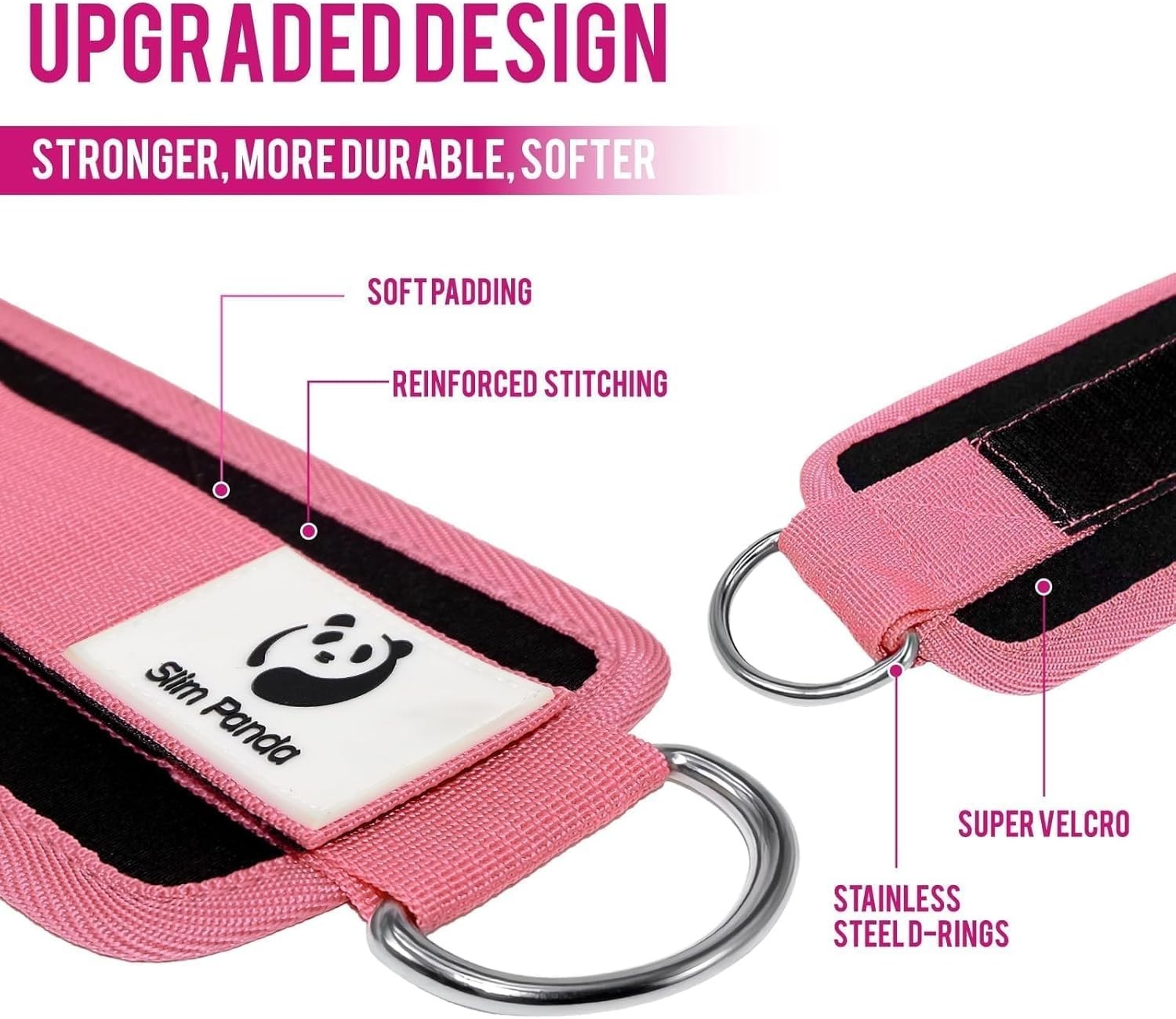 Durable Pink Ankle Cuffs for Glute Workouts – Adjustable, Lightweight & Stylish