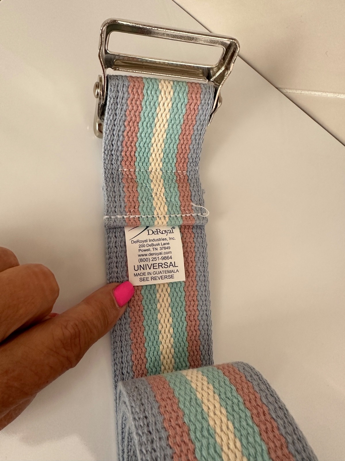 NEW DeRoyal Gait Belt Heavy Duty Universal Rainbow Pastel Stripe Therapy 56″