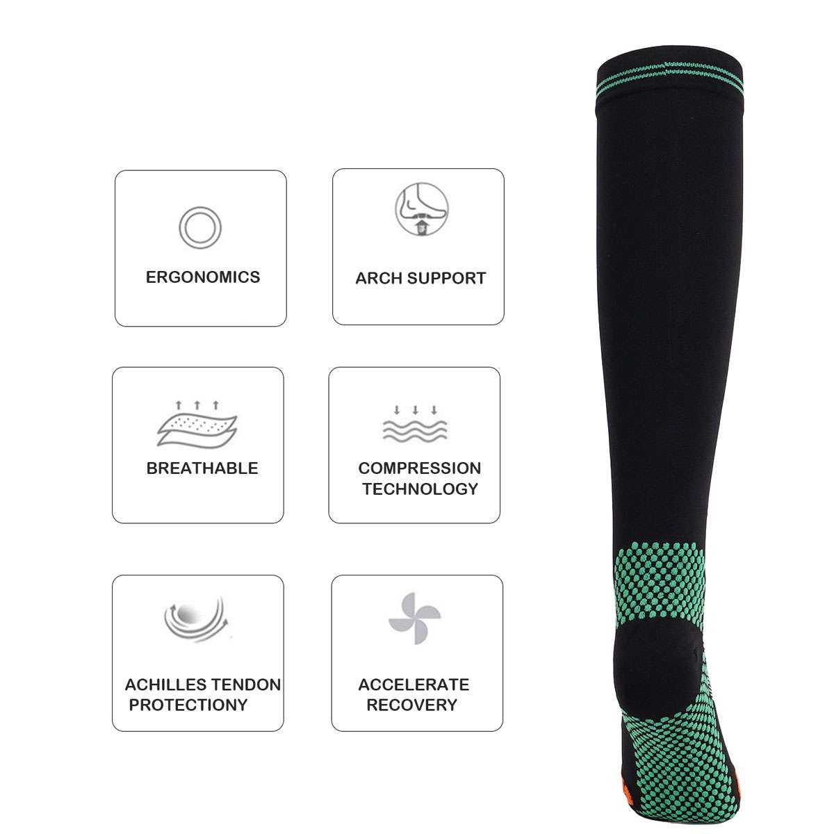Mens Black Compression Socks Medical 20-30 Mmhg Lymphedema Anti Fatigue Socks US