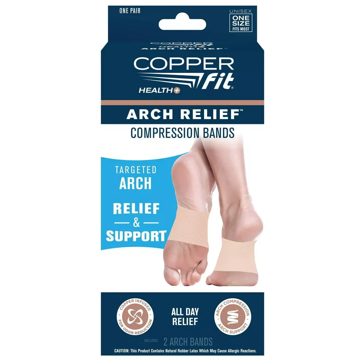 New Copper Fit Infused Arch Relief Compression Bands Unisex Beige ONE Size fits