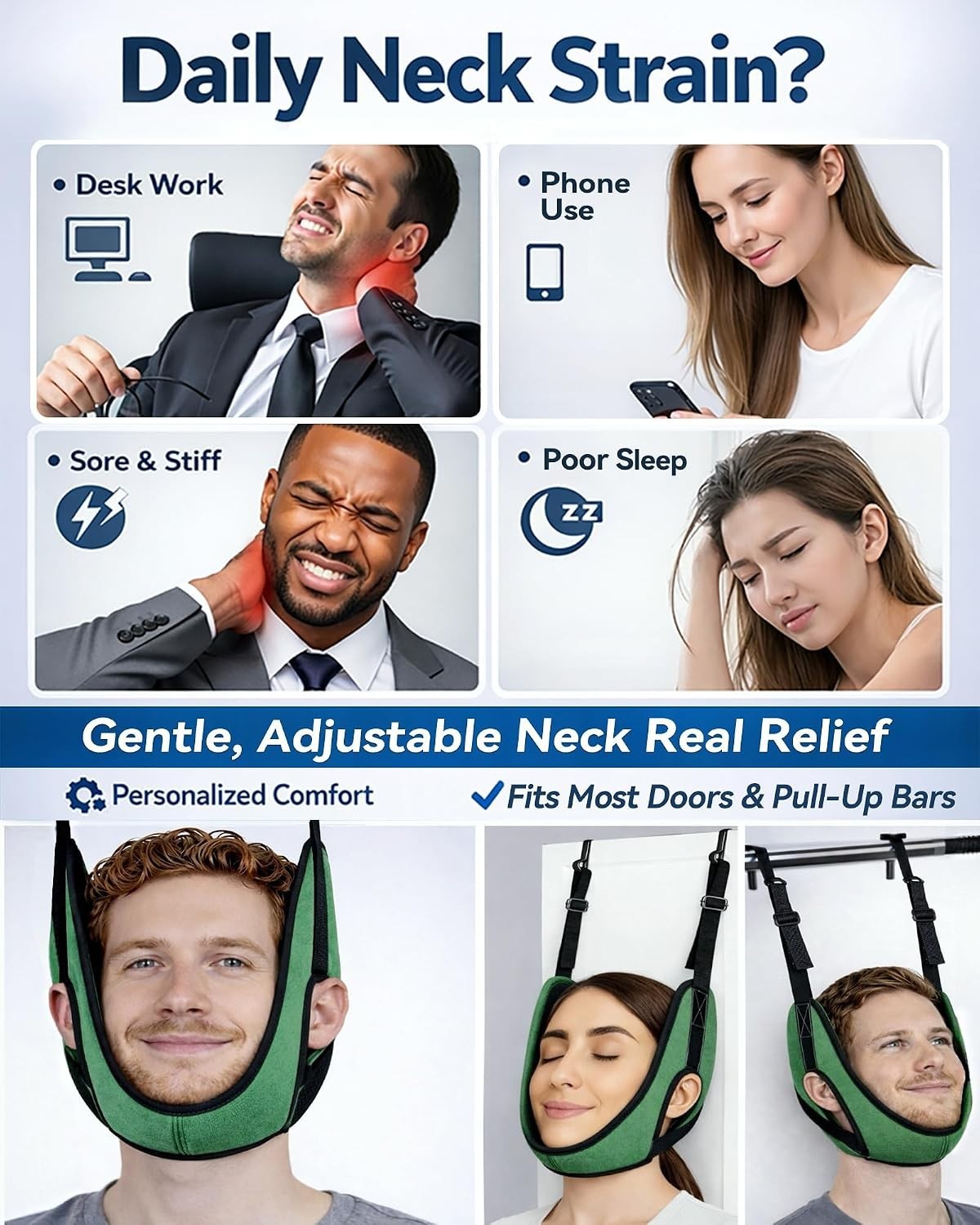 Upgraded Over-the-Door Neck Traction Device for Pain Relief & Posture Correction