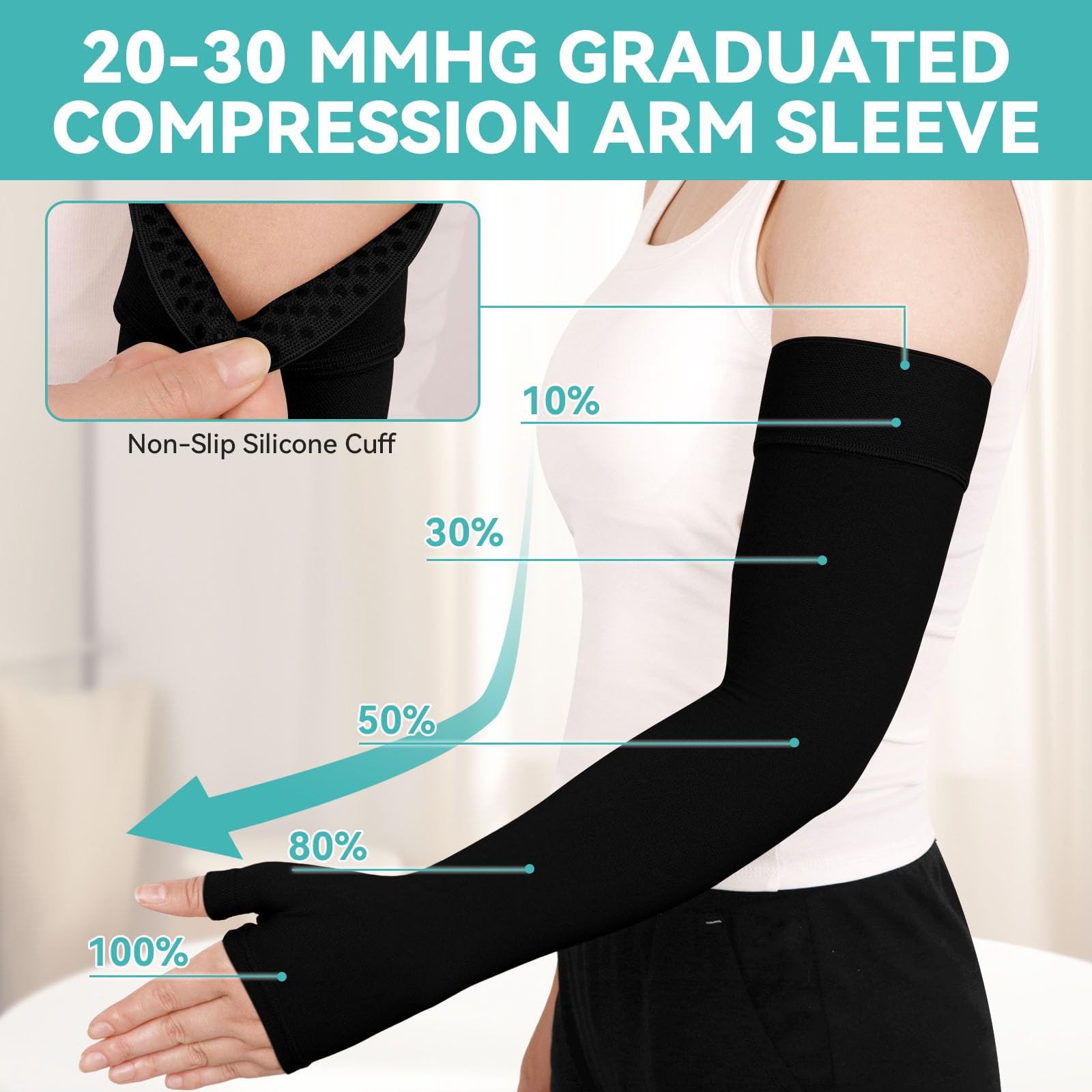 Lxtxcb Lymphedema Arm Sleeves Small Black Single